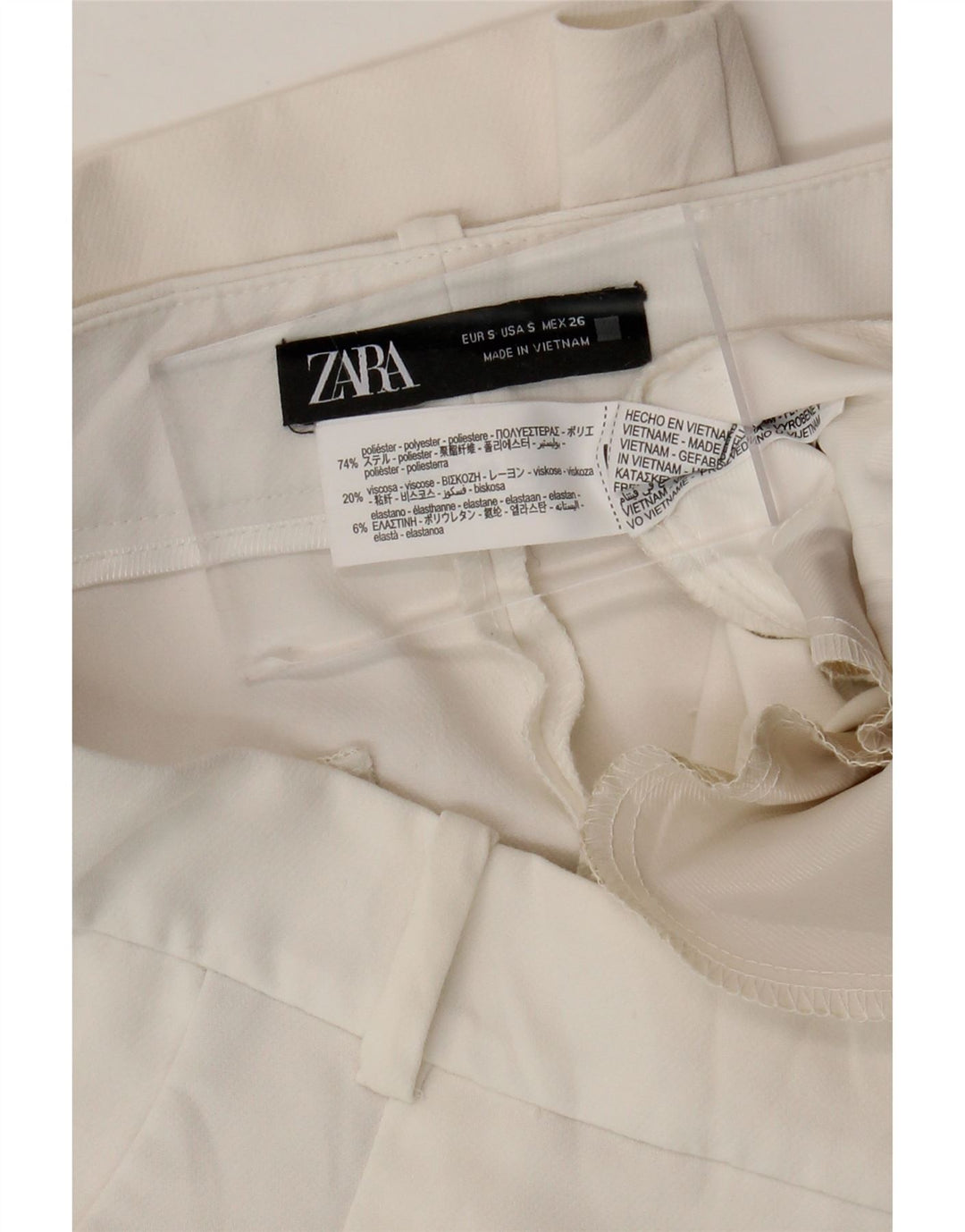 ZARA Womens Tapered Pegged Casual Trousers Small W26 L25 White Polyester