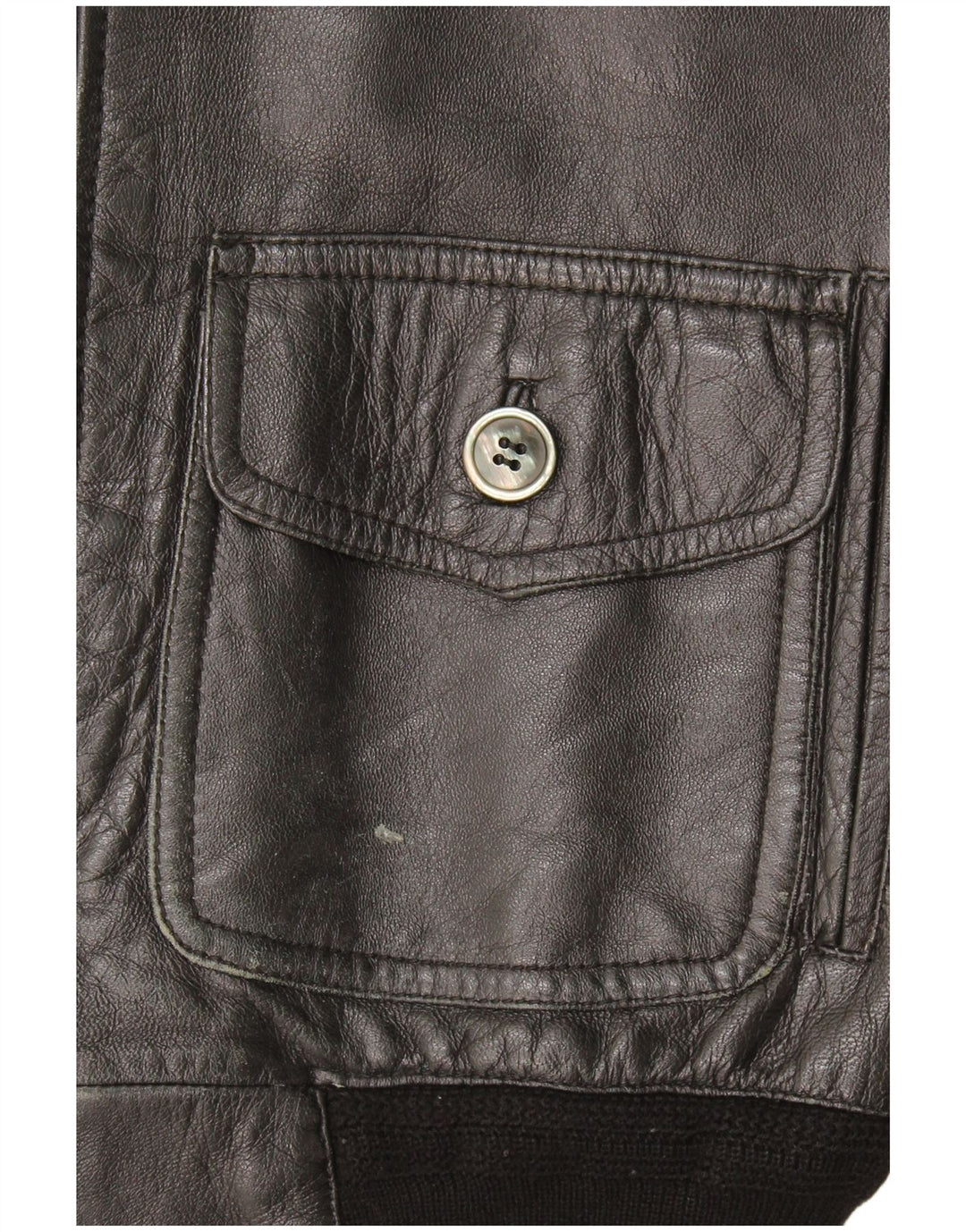 Vintage Mens Leather Gilet UK 36 Small Black Leather