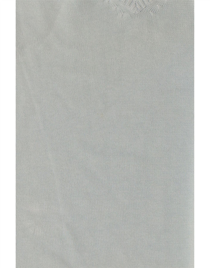 Zara Mens V-Neck Jumper Sweater Large Blue Cotton
