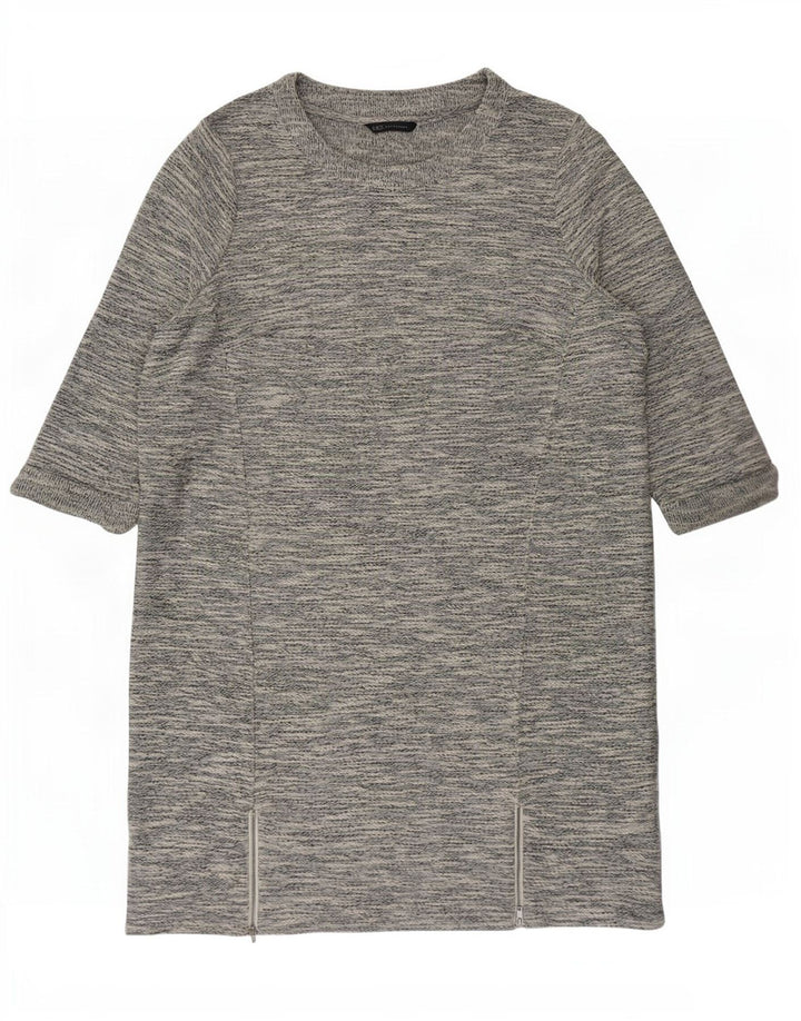 Marks & Spencer Womens 3/4 Sleeve Shift Dress UK 20 2XL Grey Flecked