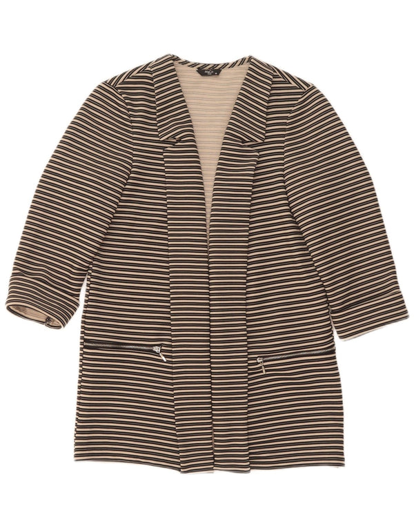M&Co Womens Petite 3/4 Sleeve Open Blazer Jacket UK 10 Small Black Striped