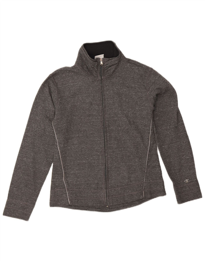 Champion Womens Tracksuit Top Jacket UK 10 Small Grey Flecked Cotton