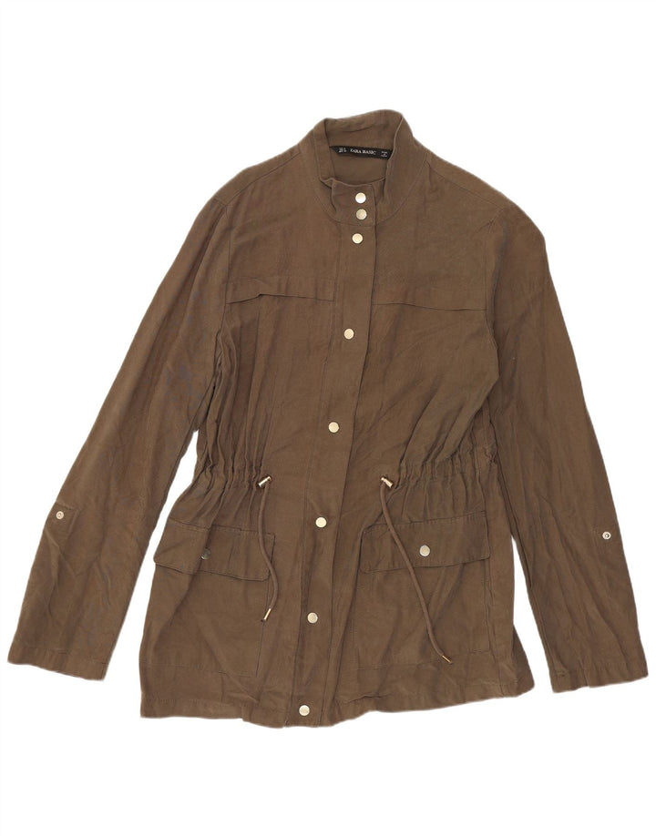 Zara Womens Utility Jacket UK 10 Small Khaki Viscose