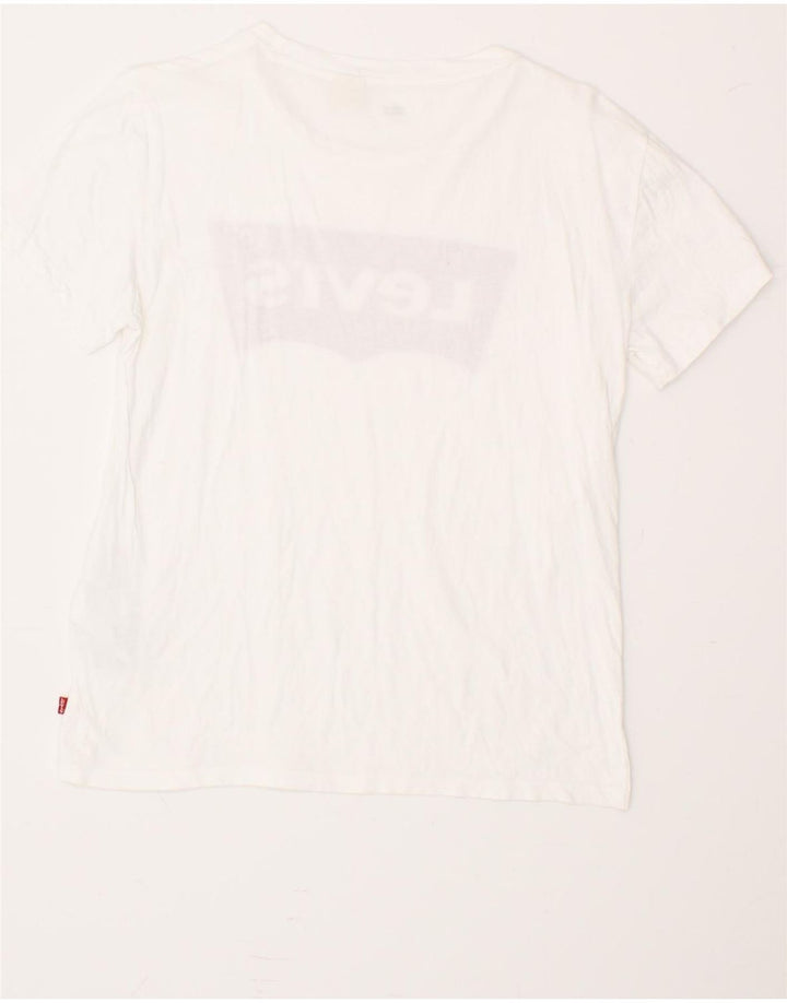 LEVI'S Womens Graphic T-Shirt Top UK 8 Small White Cotton Vintage Levi's and Second-Hand Levi's from Messina Hembry 