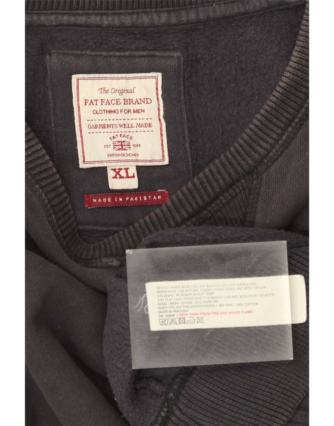 Fat Face Mens Sweatshirt Jumper XL Black Cotton