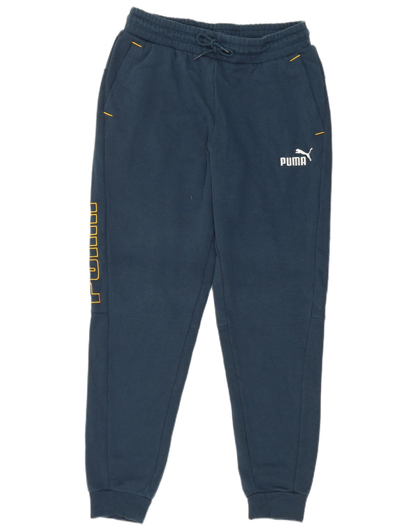 Puma Mens Graphic Tracksuit Trousers Joggers Medium  Navy Blue Cotton