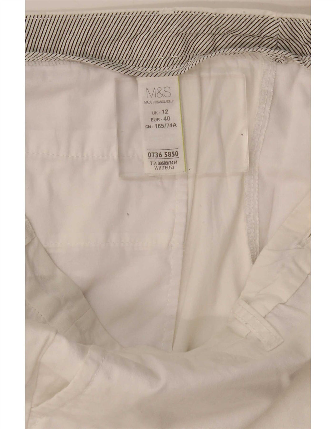 Marks & Spencer Womens Chino Shorts UK 12 Medium W34  White Cotton