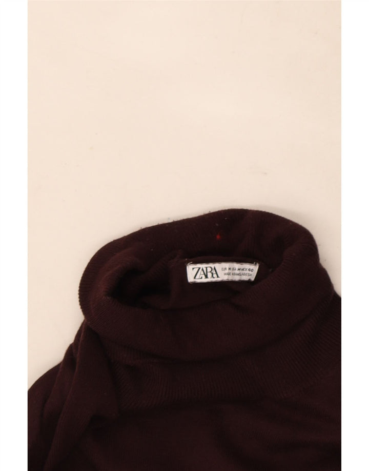Zara Mens Roll Neck Jumper Sweater Medium Burgundy