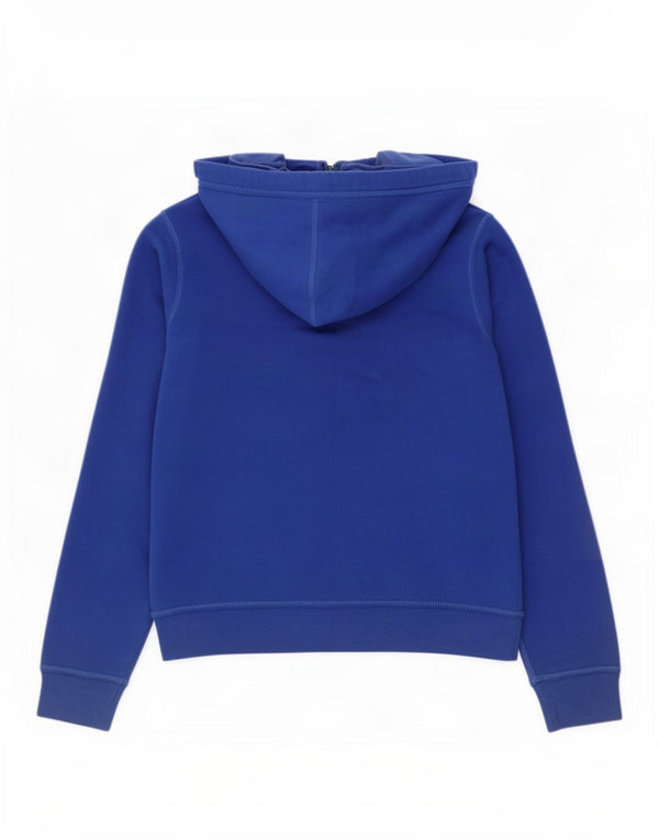 Hollister Womens Graphic Crop Zip Hoodie Sweater UK 16 Large Blue Cotton