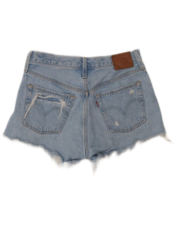 Levi's Womens 501 High Waist Distressed Denim Shorts W27 Small Blue Cotton