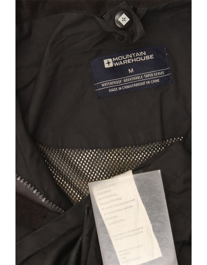 Mountain Warehouse Mens Hooded Rain Jacket UK 38 Medium Black Nylon