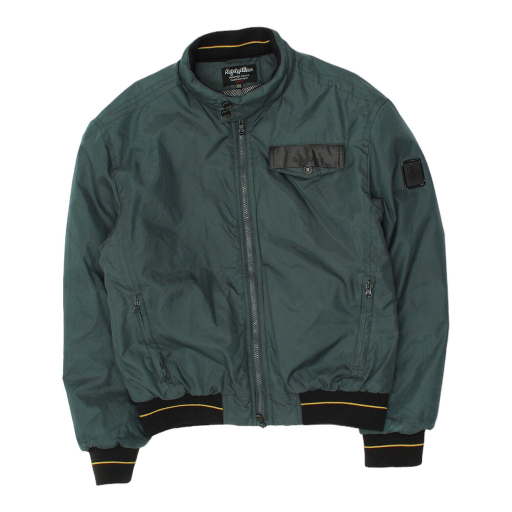 RefrigiWear Mens Green Bomber Style Jacket | Vintage High End Designer VTG | Vintage Messina Hembry | Thrift | Second-Hand Messina Hembry | Used Clothing | Messina Hembry 