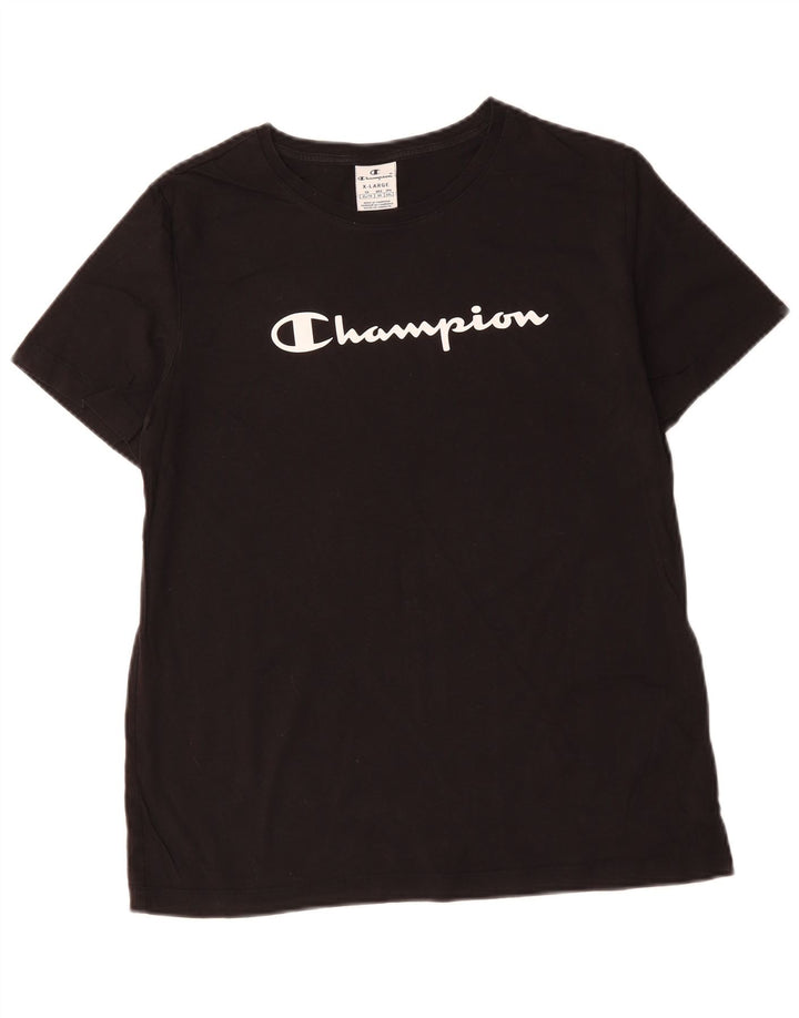 CHAMPION Womens Graphic T-Shirt Top UK 18 XL Black