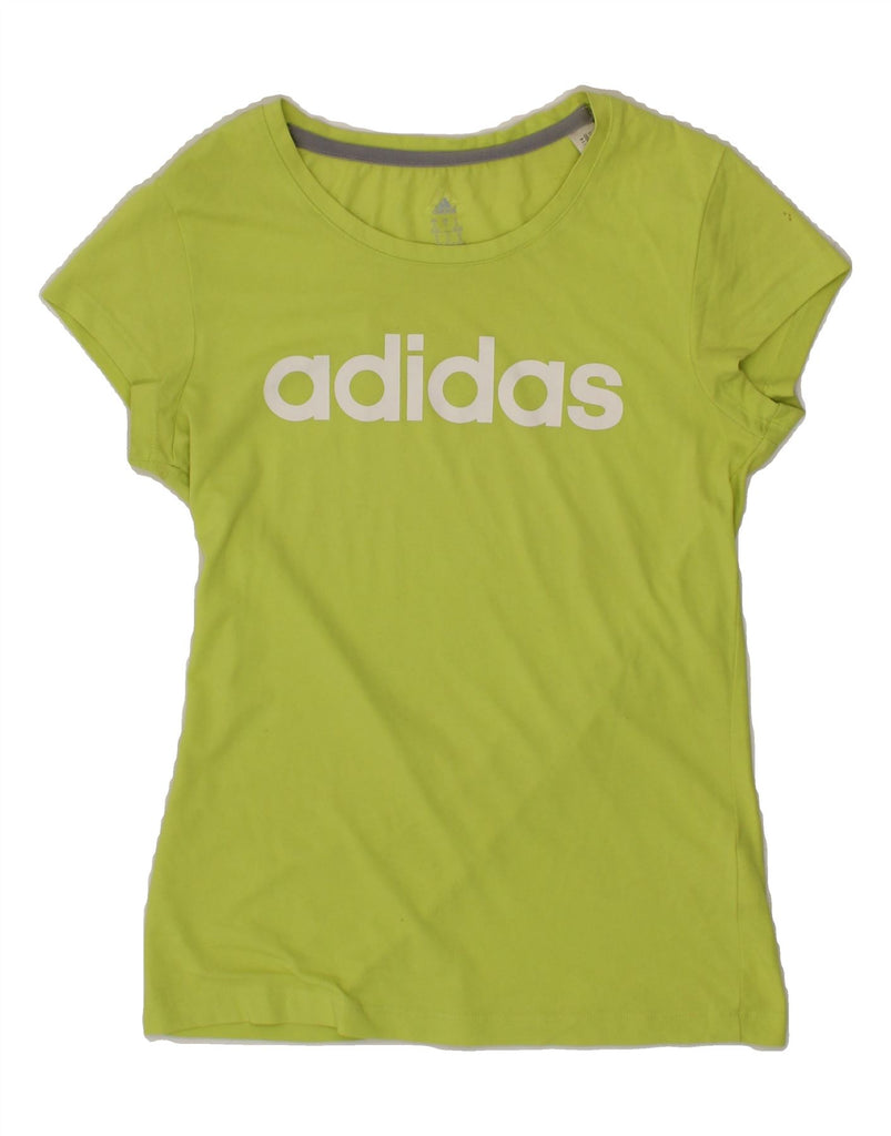 ADIDAS Womens Graphic T-Shirt Top UK 8/10 Small Green Cotton Vintage Adidas and Second-Hand Adidas from Messina Hembry 