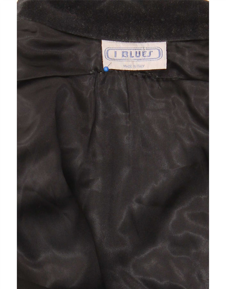 i Blues Womens 3 Button Velvet Blazer Jacket UK 14 Large Black Cotton