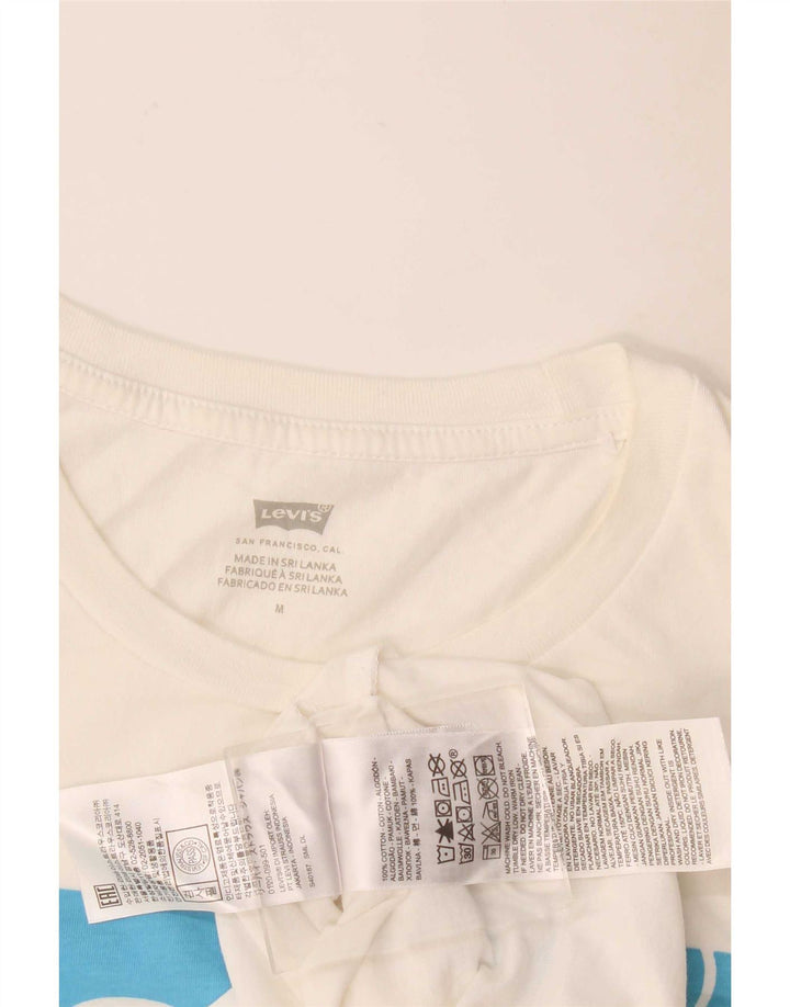 Levi's Womens Graphic T-Shirt Top UK 12 Medium White Cotton