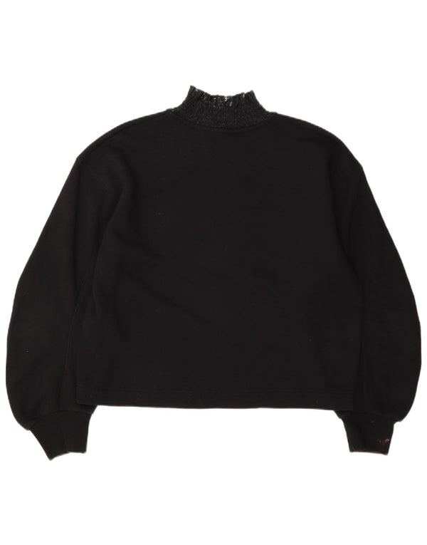 Zara Womens Long Sleeve Oversized Blouse Top UK 10 Small Black Cotton