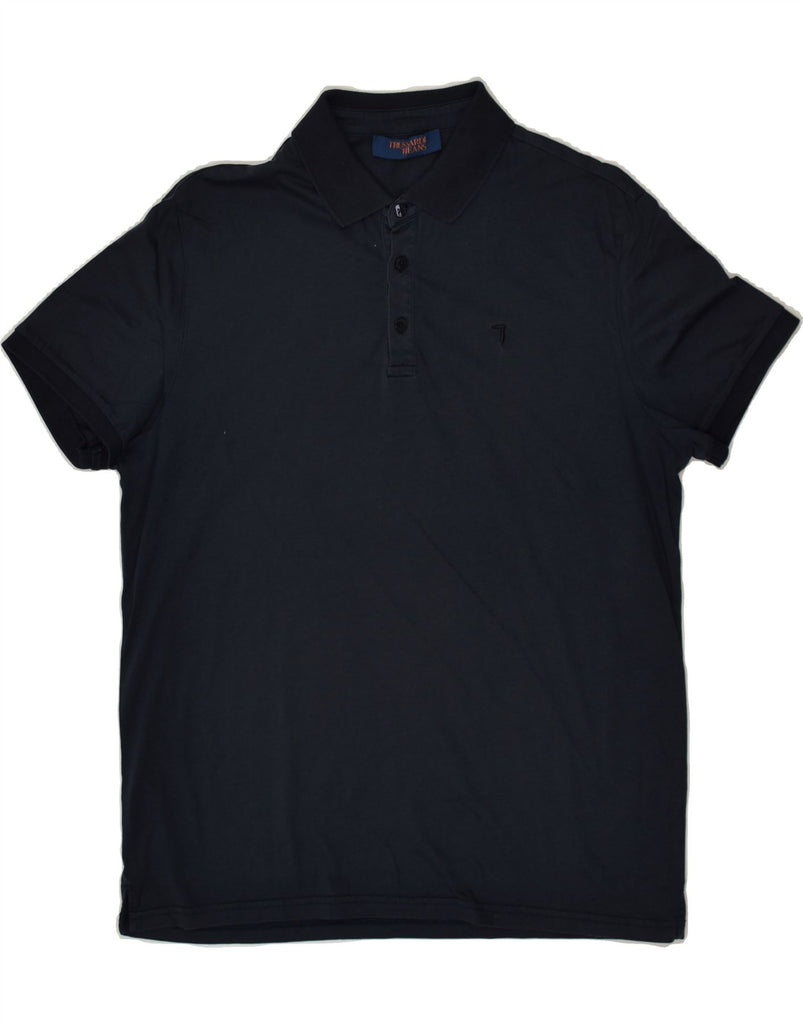 TRUSSARDI Mens Polo Shirt Large Navy Blue | Vintage Trussardi | Thrift | Second-Hand Trussardi | Used Clothing | Messina Hembry 