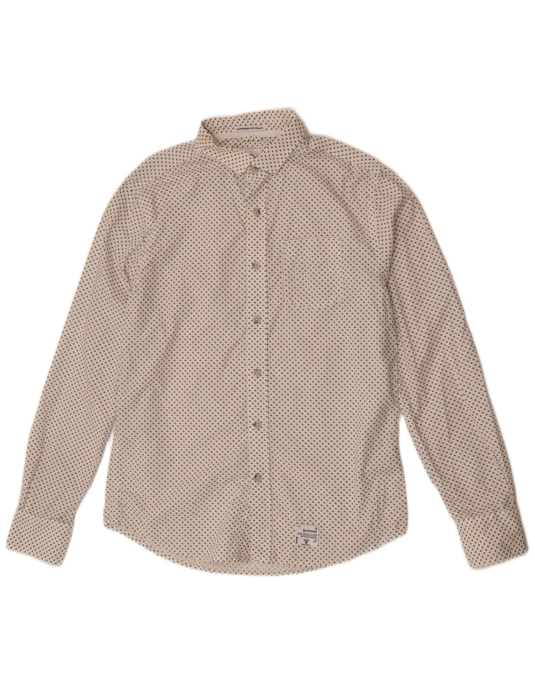 Superdry Mens Laundered Cut Collar Shirt XL White Spotted Cotton