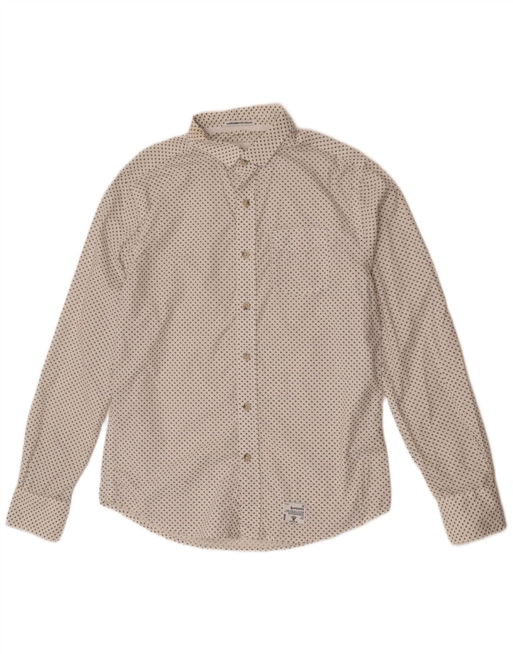 Superdry Mens Laundered Cut Collar Shirt XL White Spotted Cotton