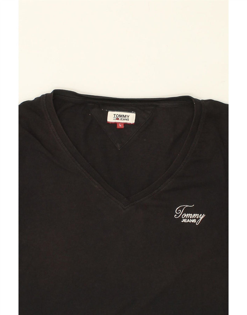 TOMMY HILFIGER Womens T-Shirt Top UK 14 Large Black Cotton Vintage Tommy Hilfiger and Second-Hand Tommy Hilfiger from Messina Hembry 