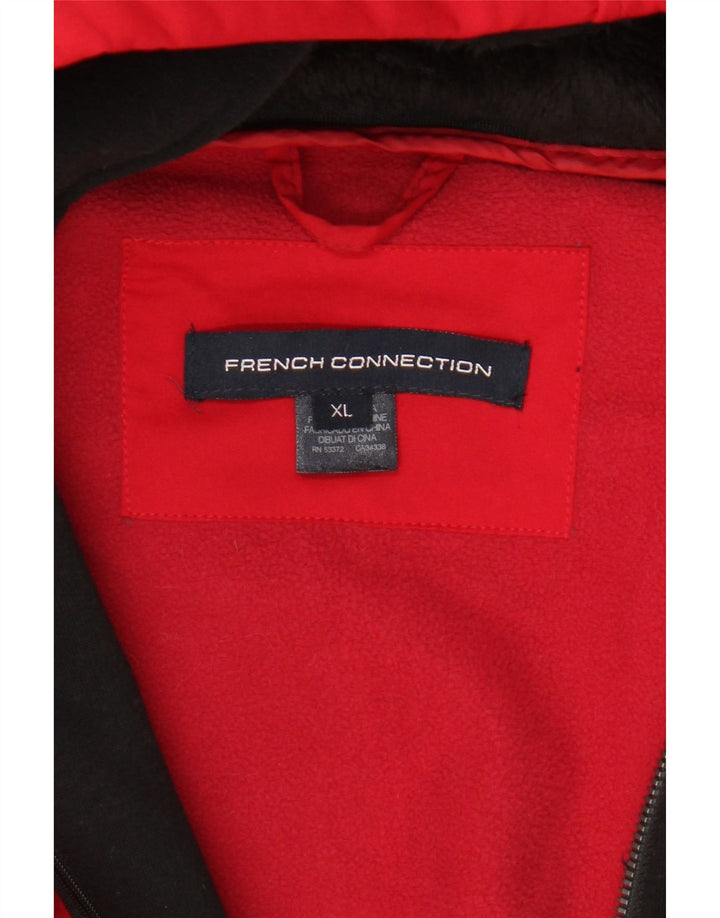 French Connection Womens Hooded Parka Jacket UK 18 XL Red Polyester