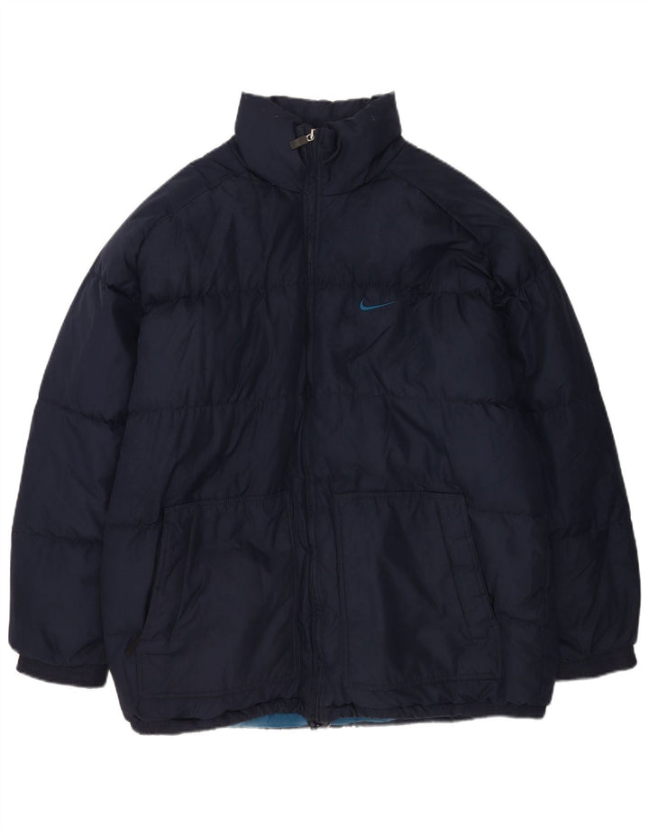 Nike Mens Padded Jacket UK 42/44 Large Navy Blue Polyester