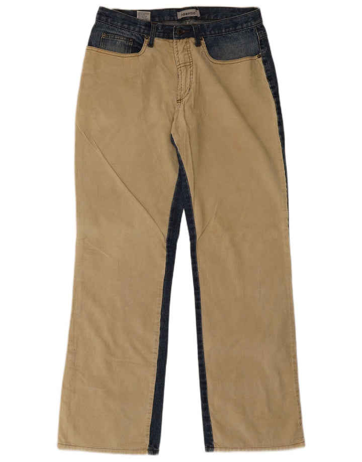 Identic Mens Bootcut Jeans W33 L34 Beige Colourblock Cotton