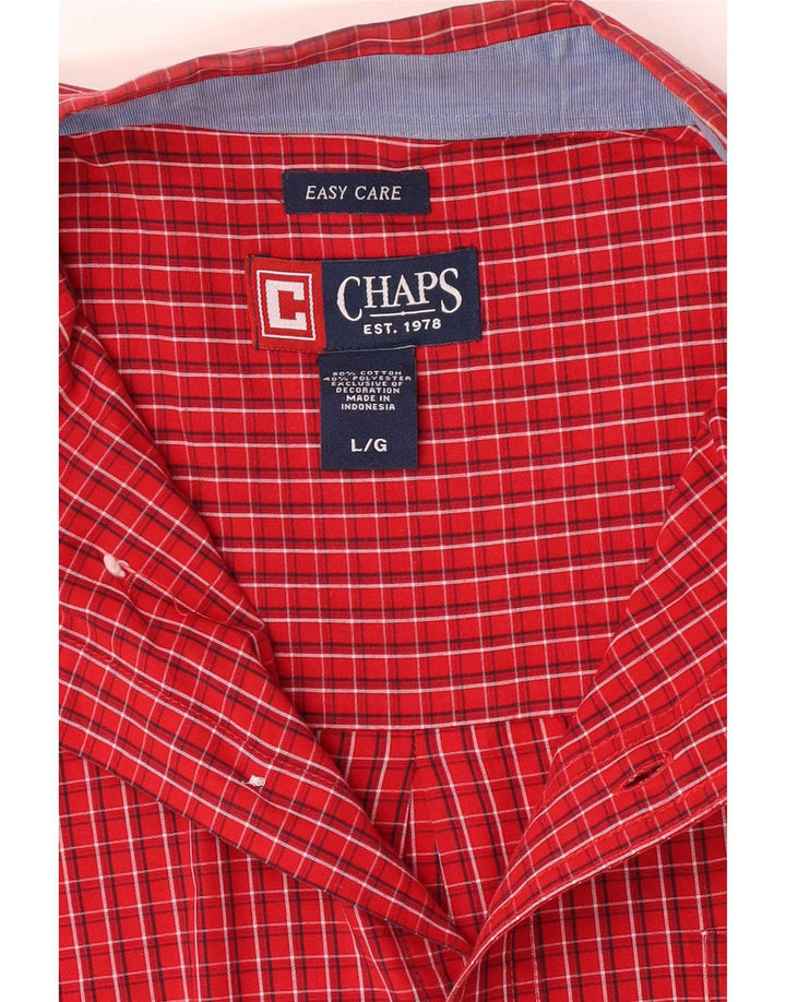 Chaps Mens Easy Care Shirt Large Red Check Cotton