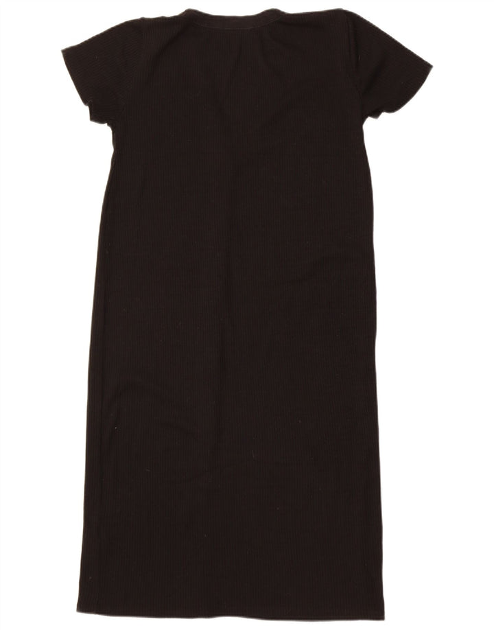 Zara Womens Longline Short Sleeve Cardigan Sweater UK 12 Medium Black