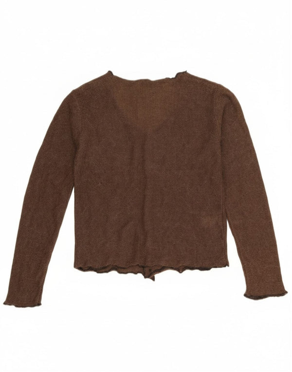 Zara Womens Crop Cardigan Sweater UK 6 XS Brown Polyamide