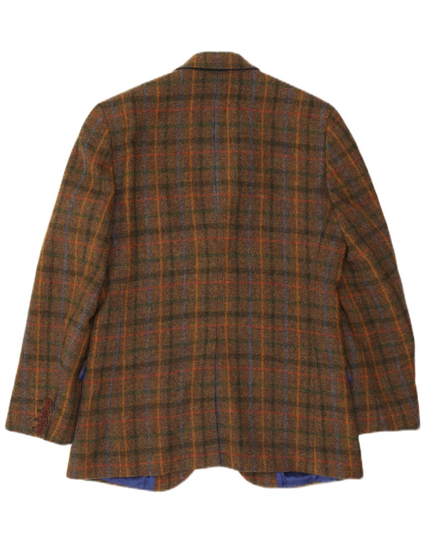 Crew Clothing Mens 2 Button Blazer Jacket UK 38 Medium Brown Check Wool