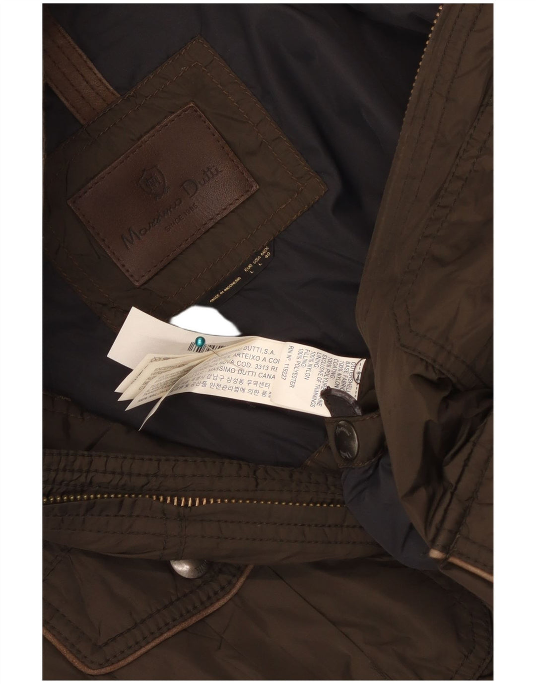 MASSIMO DUTTI Mens Utility Jacket UK 40 Large Khaki Nylon