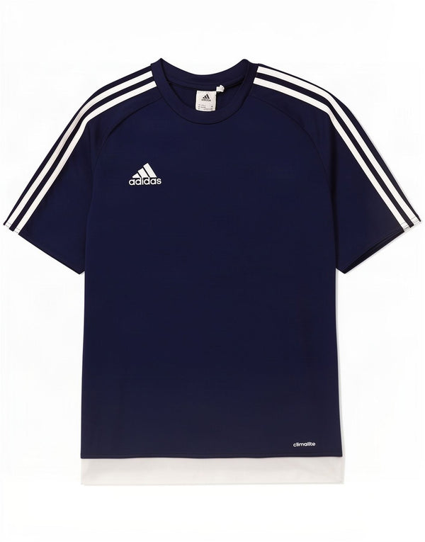 Adidas Mens Climalite T-Shirt Top Medium Navy Blue Colourblock Polyester