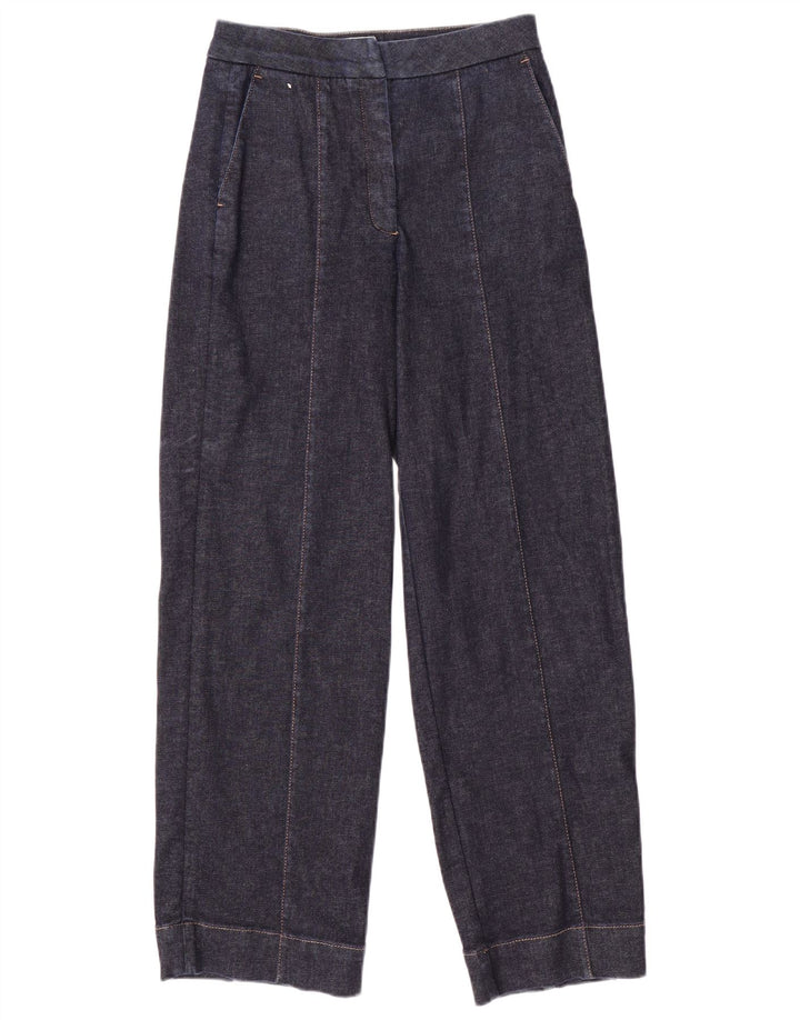 Jaeger Womens Straight Jeans UK 10 Small W26 L29 Navy Blue Cotton