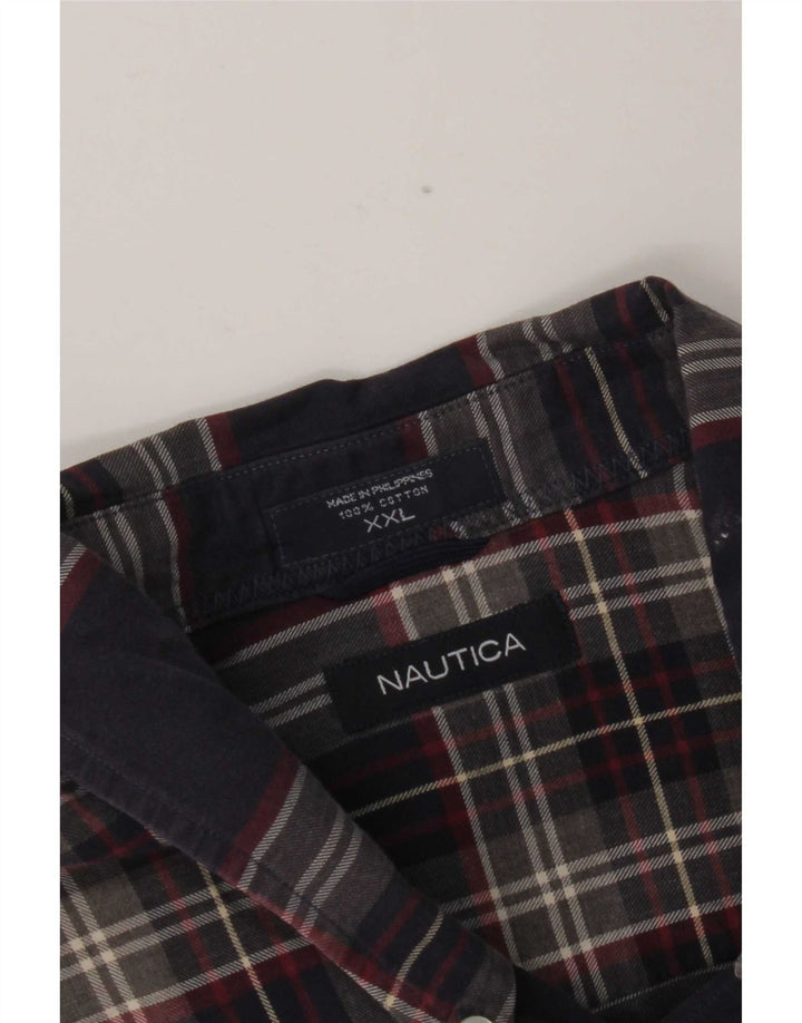 Nautica Mens Flannel Shirt 2XL Navy Blue Check Cotton