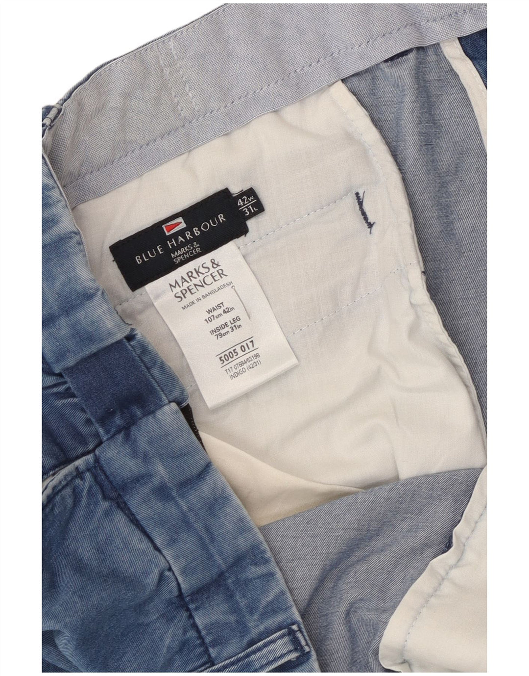 Marks & Spencer Mens Blue Harbour Straight Jeans W42 L28 Blue Cotton