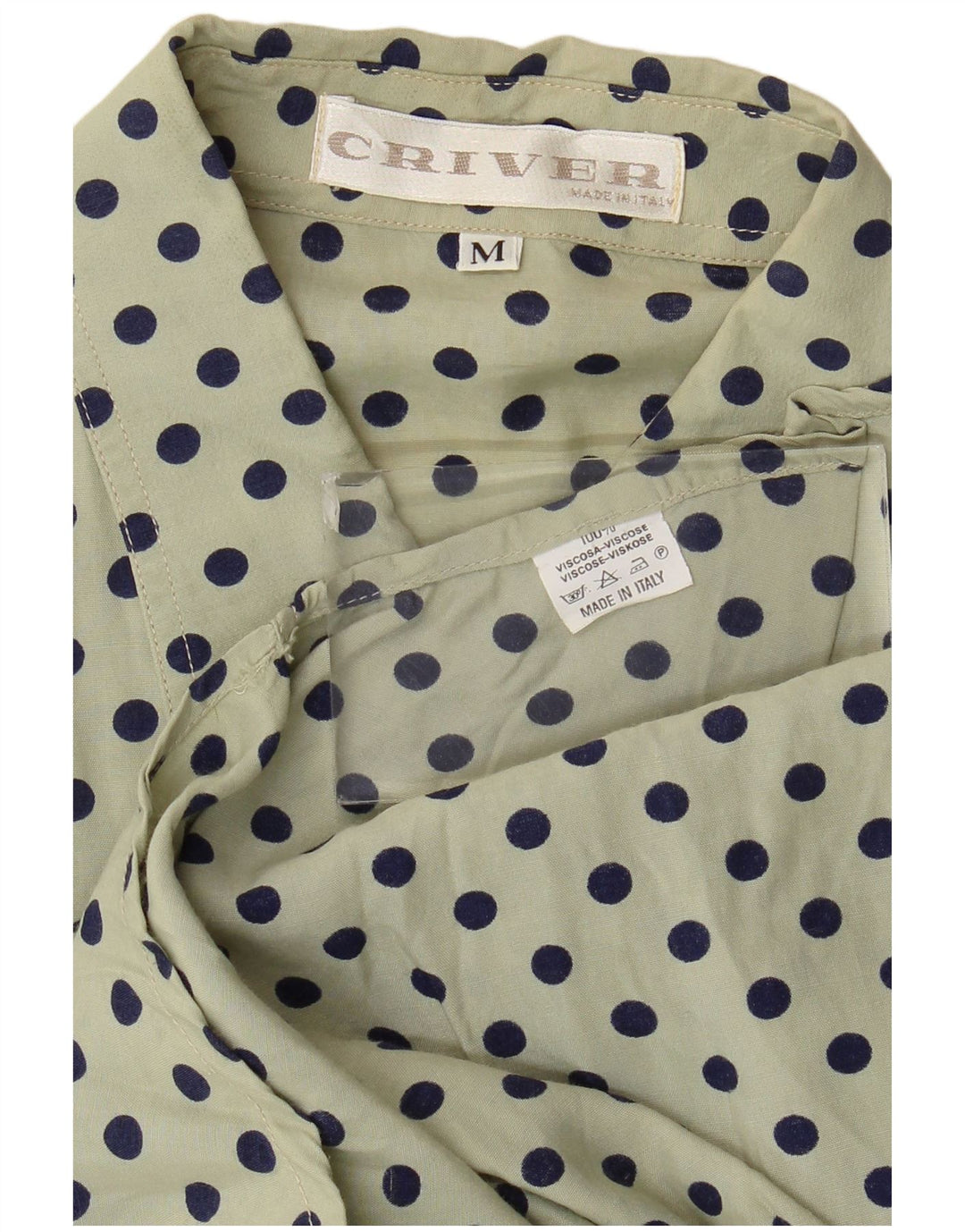 Criver Mens Short Sleeve Shirt Medium Khaki Polka Dot Viscose