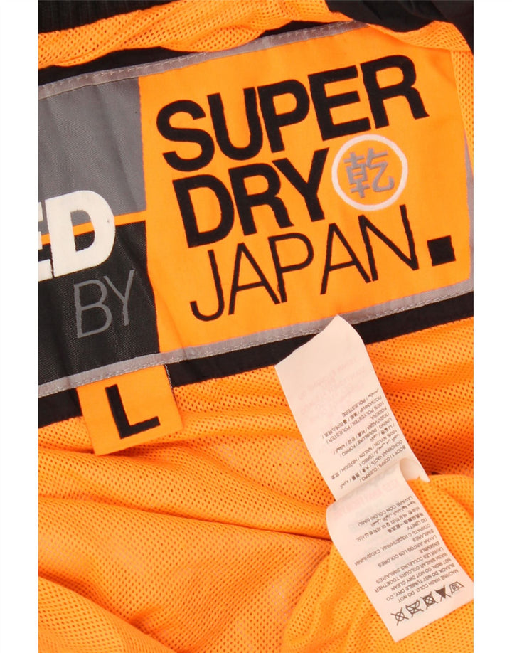 SUPERDRY Womens Windbreaker Jacket UK 16 Large Black Nylon