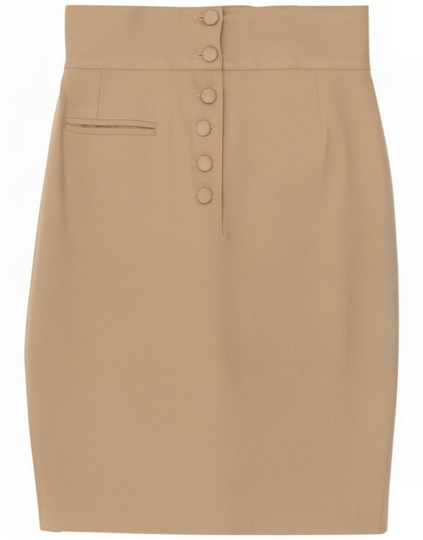 Atos Lombardini Womens High Waist Pencil Skirt IT 42 Medium W26 Beige Wool