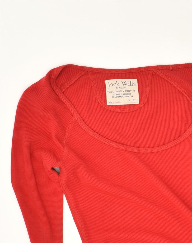 JACK WILLS Womens England Top Long Sleeve UK 10 Small Red Cotton | Vintage Jack Wills | Thrift | Second-Hand Jack Wills | Used Clothing | Messina Hembry 