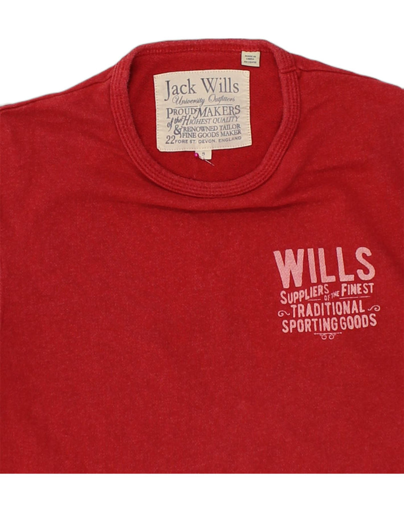 JACK WILLS Mens Graphic Top Long Sleeve Small Red Cotton | Vintage Jack Wills | Thrift | Second-Hand Jack Wills | Used Clothing | Messina Hembry 