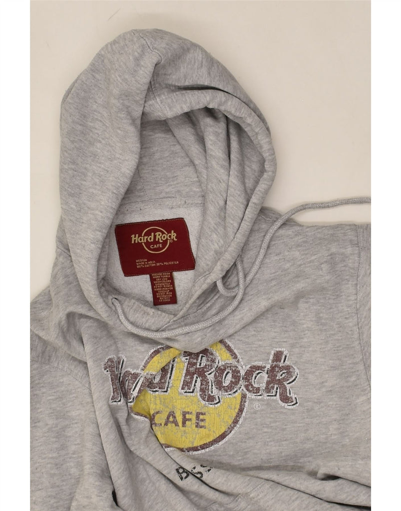 HARD ROCK CAFE Womens Brussels Graphic Hoodie Jumper UK 14 Medium Grey | Vintage Hard Rock Cafe | Thrift | Second-Hand Hard Rock Cafe | Used Clothing | Messina Hembry 