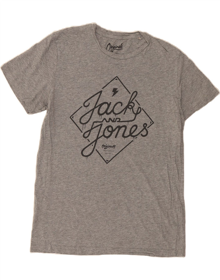 JACK & JONES Mens Graphic T-Shirt Top Large Grey Cotton Vintage Jack & Jones and Second-Hand Jack & Jones from Messina Hembry 