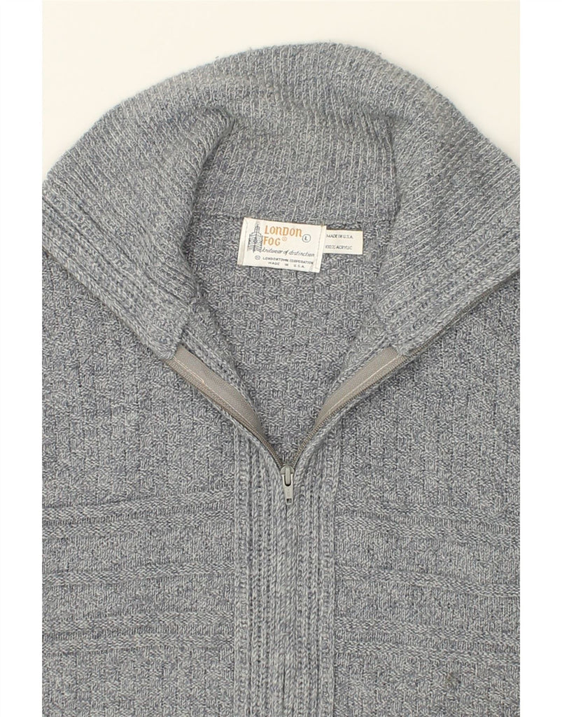 LONDON FOG Mens Cardigan Sweater Large Grey Acrylic | Vintage London Fog | Thrift | Second-Hand London Fog | Used Clothing | Messina Hembry 