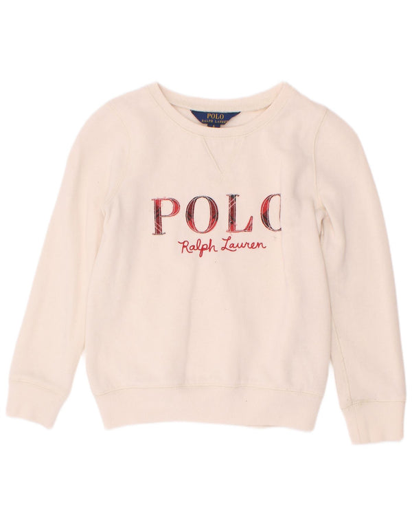 Polo Ralph Lauren Girls Graphic Sweatshirt Jumper 5-6 Years Off White