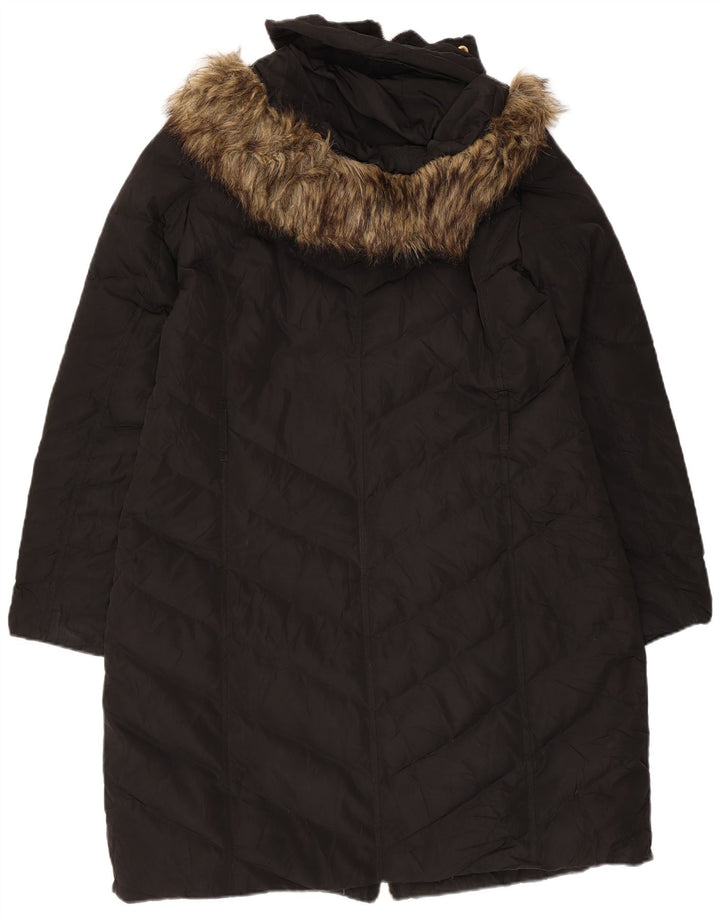 Michael Kors Womens Hooded Padded Coat UK 16 Large Black Polyester