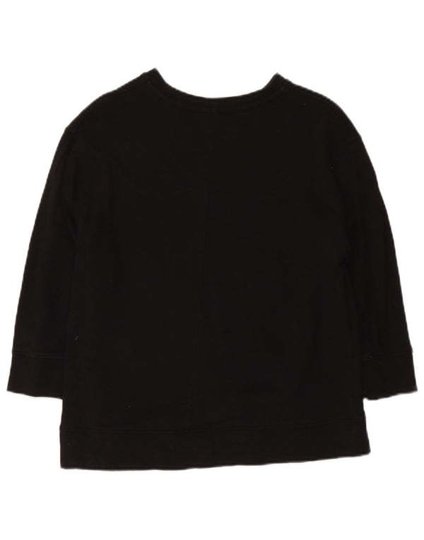 Zara Womens 3/4 Sleeve Sweatshirt Jumper UK 14 Medium Black Cotton