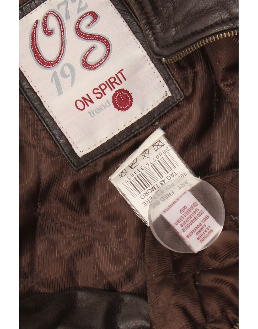 On Spirit Mens Bomber Leather Jacket IT 48 Medium Brown Leather
