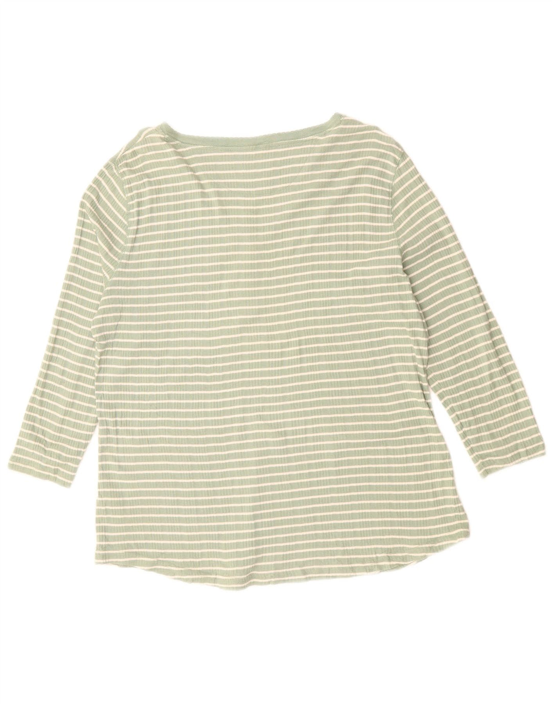 Chaps Womens Top 3/4 Sleeve UK 18 XL Green Striped Cotton